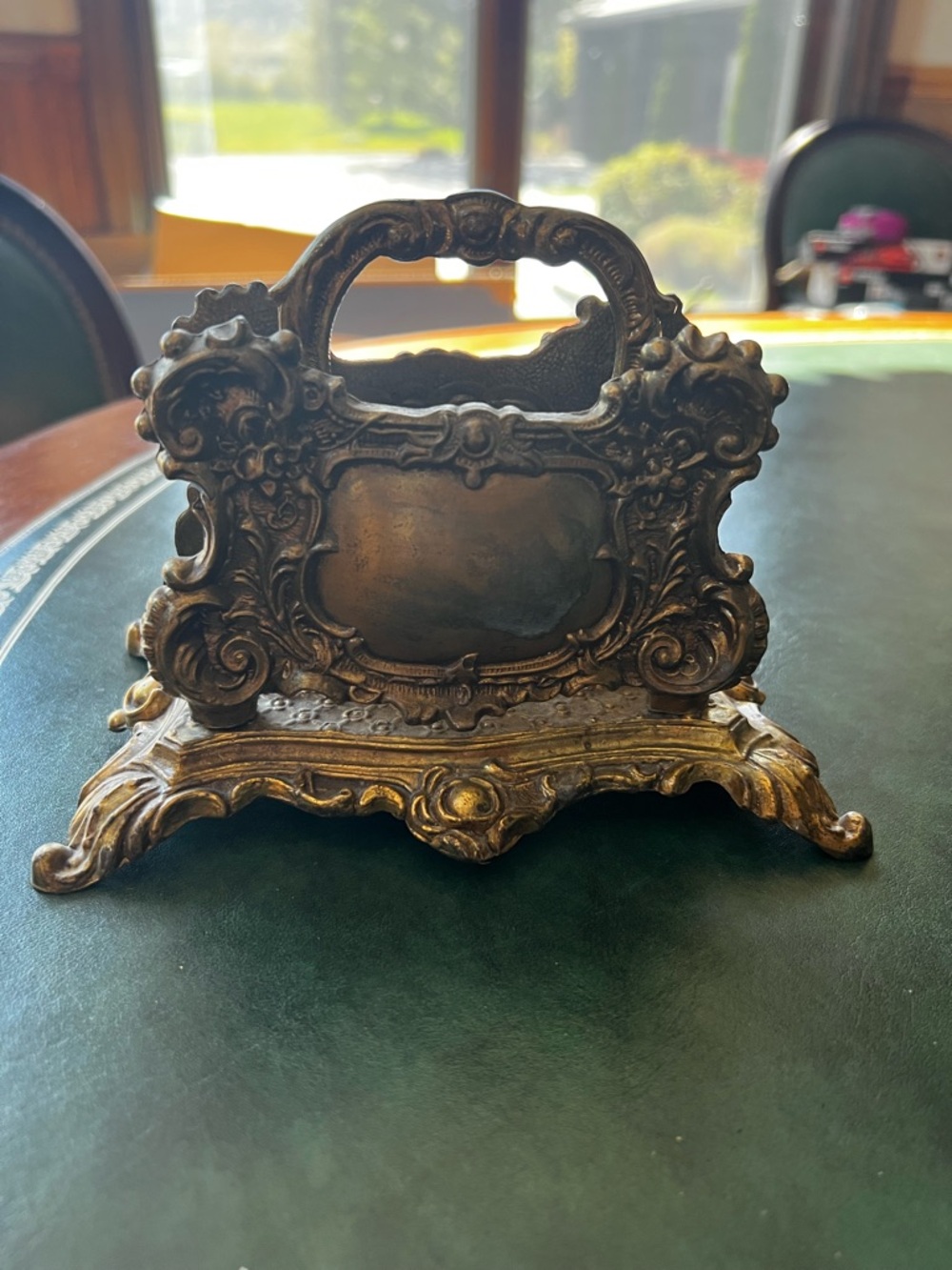 Antique Vintage Ornate Brass Napkin or Letter Holder - Picture 2 of 8